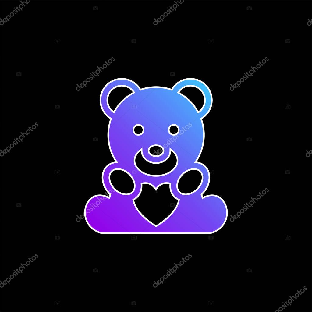 Beard With Heart blue gradient vector icon