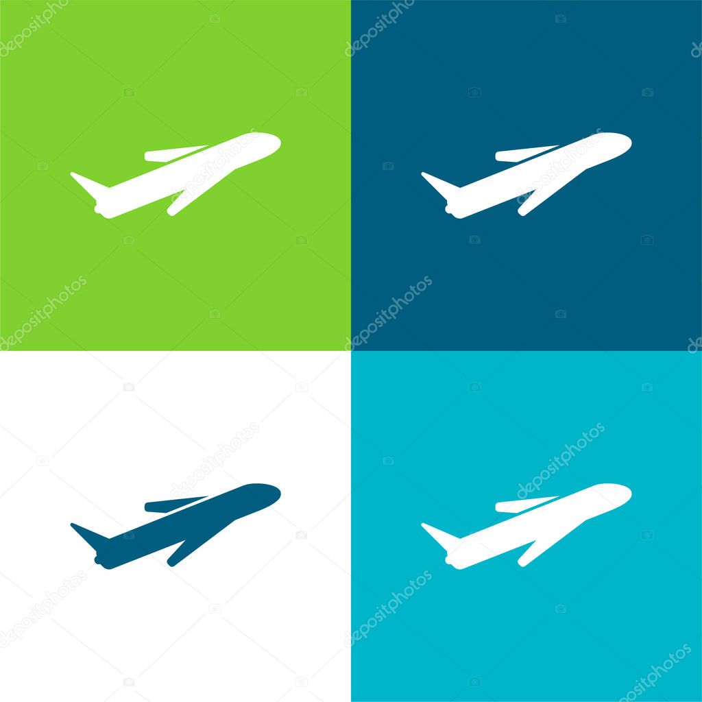 Airplane Flat four color minimal icon set