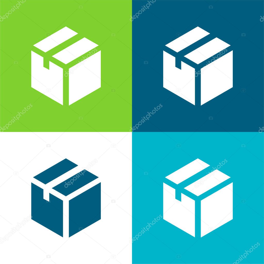 Box Flat four color minimal icon set