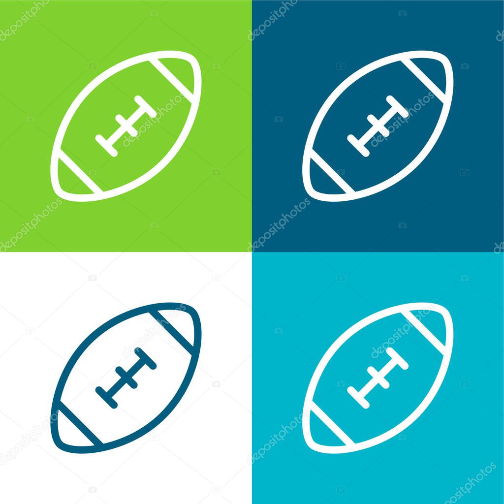 American Football Game Flat four color minimal icon set