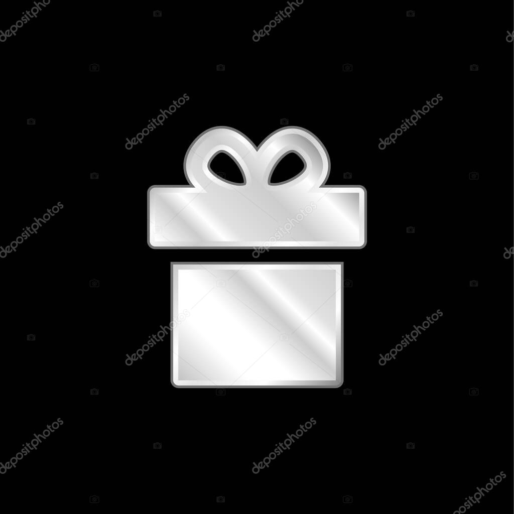 Birthday Present silver plated metallic icon