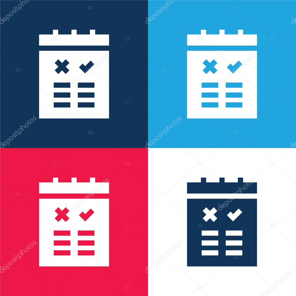 Advantages blue and red four color minimal icon set