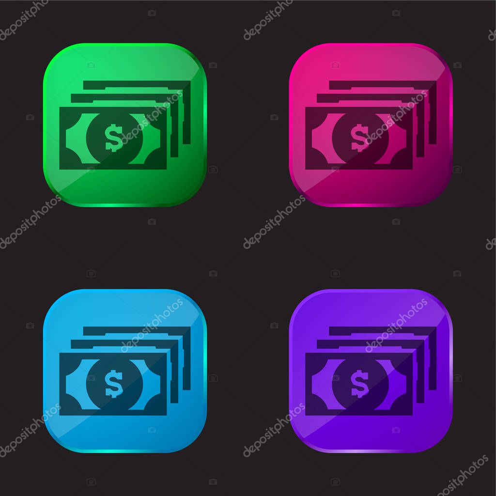 Bills Of Dollars four color glass button icon