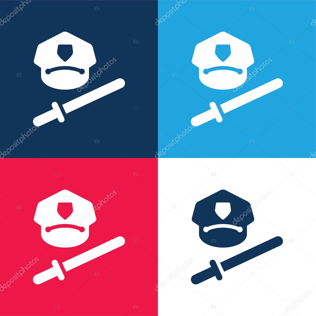 Baton blue and red four color minimal icon set