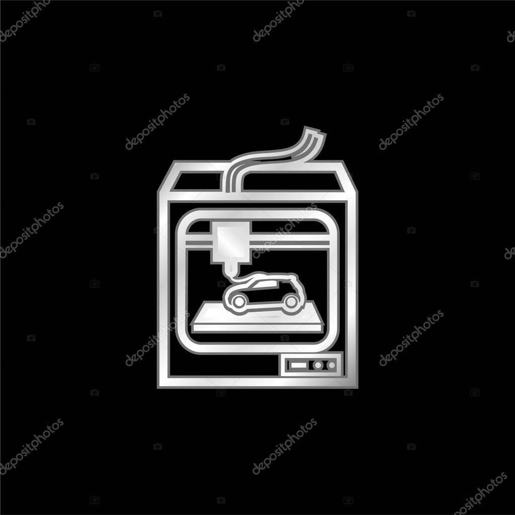 3d Printer Tool Printing A Car silver plated metallic icon