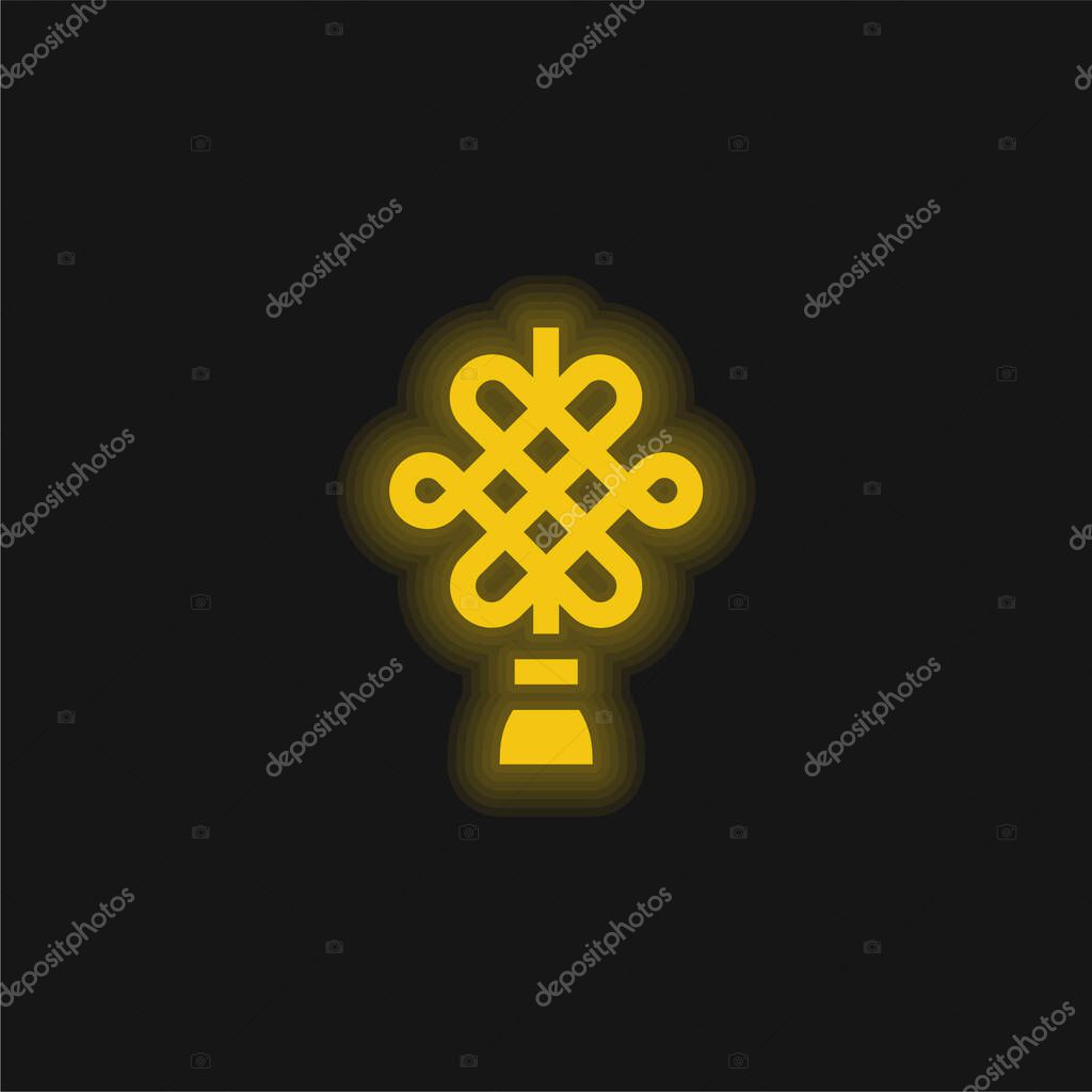 Amulet yellow glowing neon icon