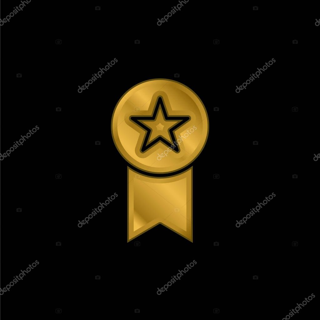 Badge gold plated metalic icon or logo vector