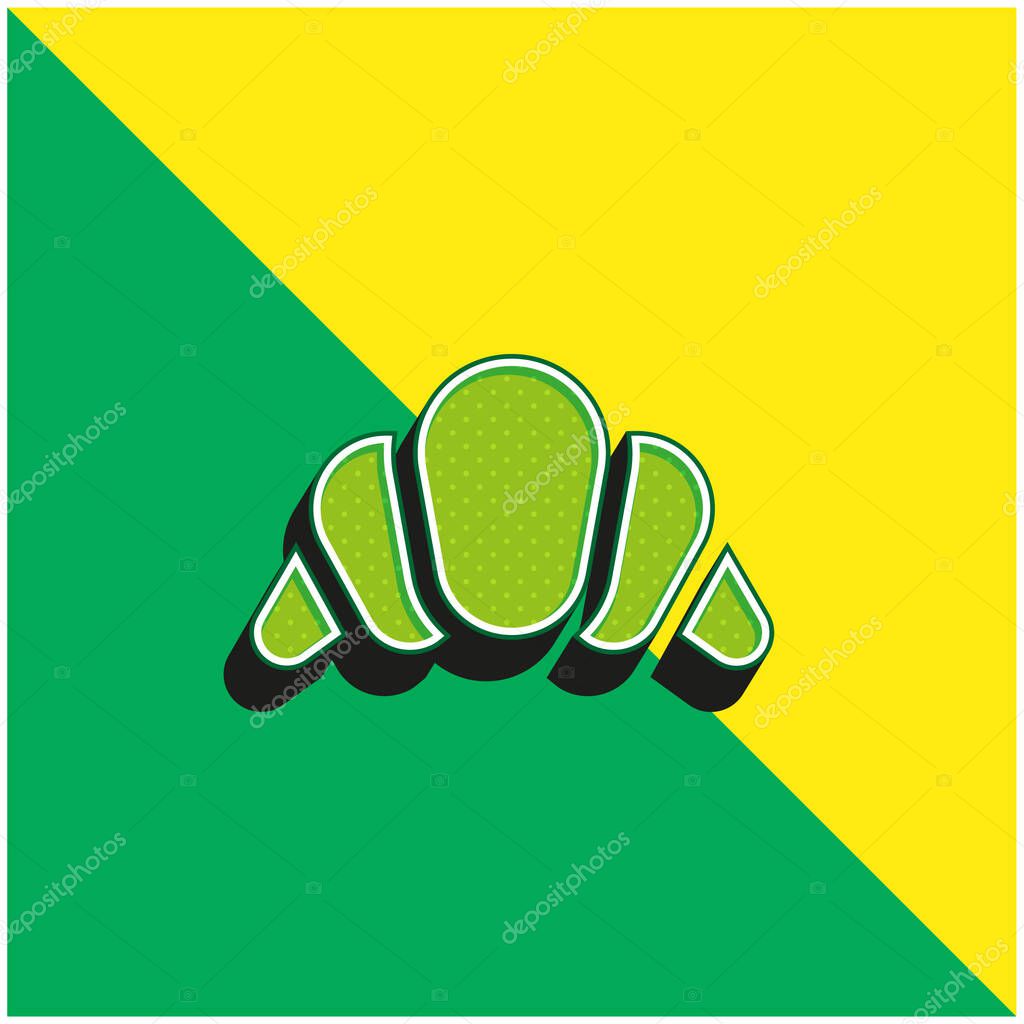 Big Croissant Green and yellow modern 3d vector icon logo
