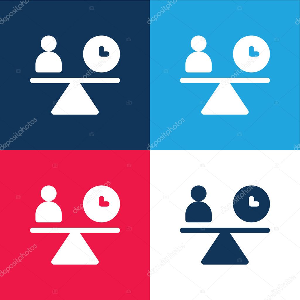 Balance blue and red four color minimal icon set