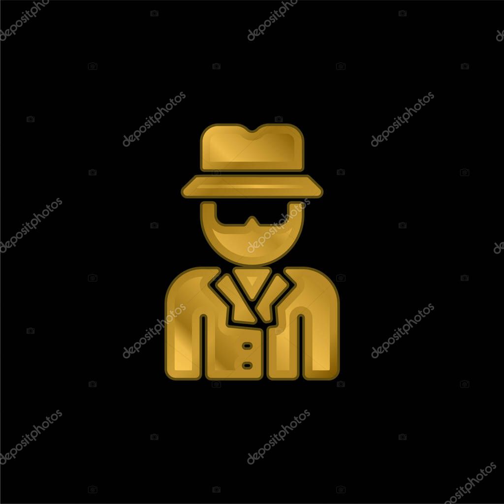 Anonymous gold plated metalic icon or logo vector