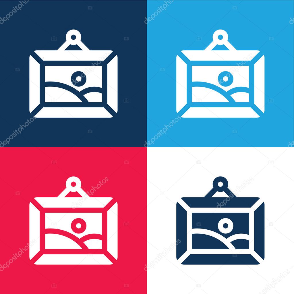 Artwork blue and red four color minimal icon set