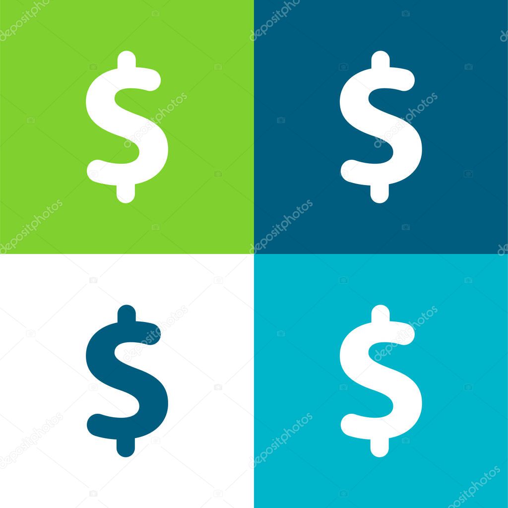 Big Dollar Sign Flat four color minimal icon set