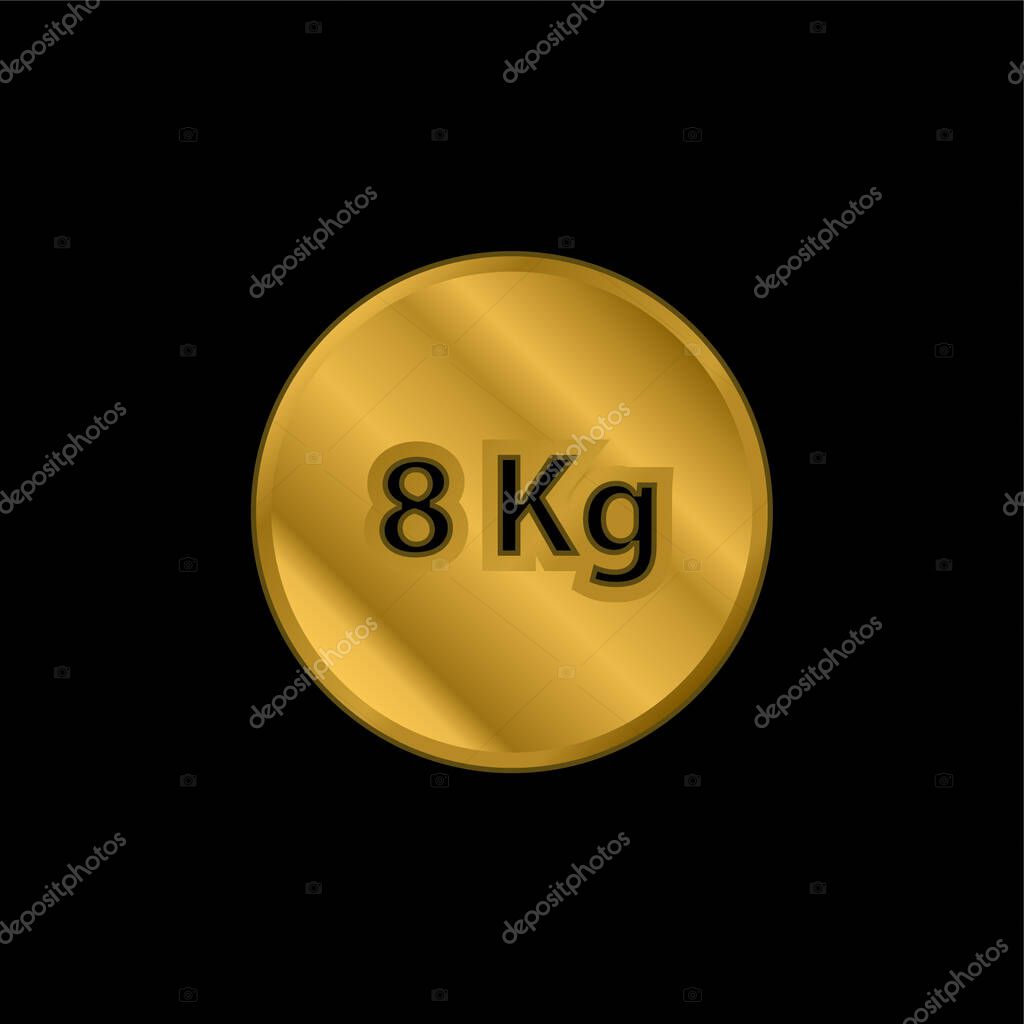 8 Kg Weight For Sports gold plated metalic icon or logo vector