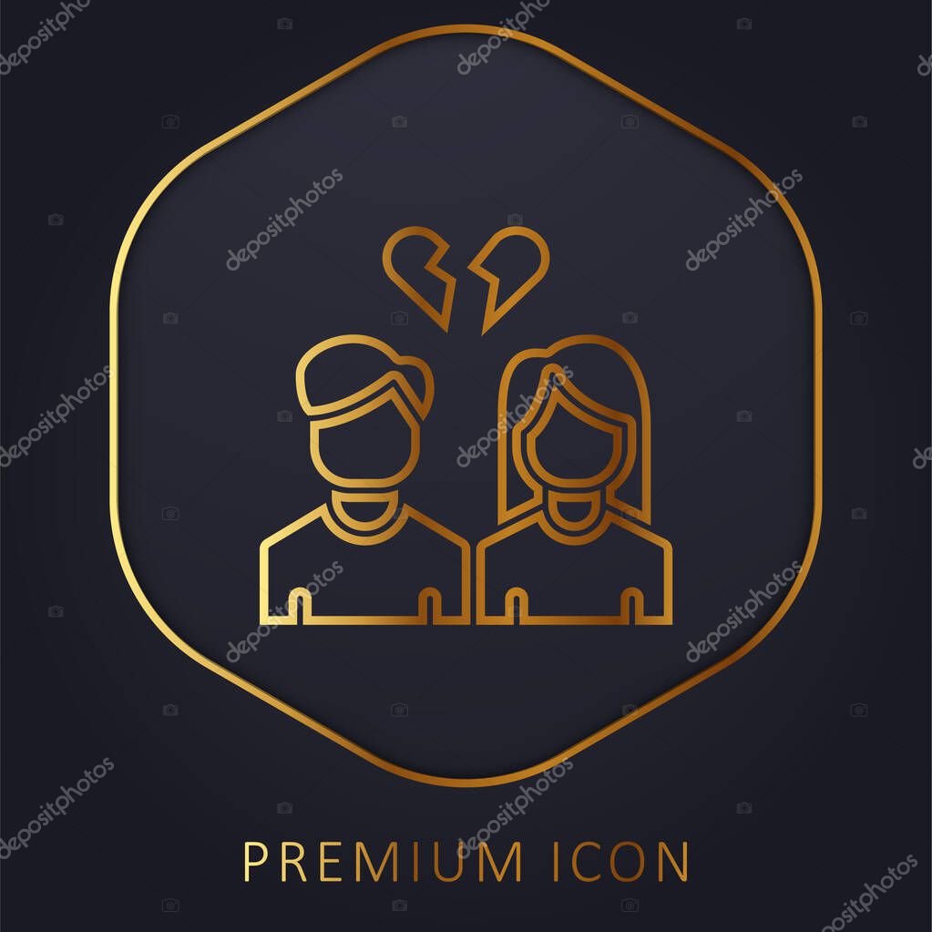 Break Up golden line premium logo or icon