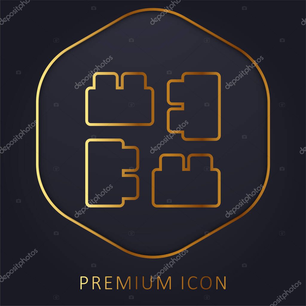 Blocks golden line premium logo or icon