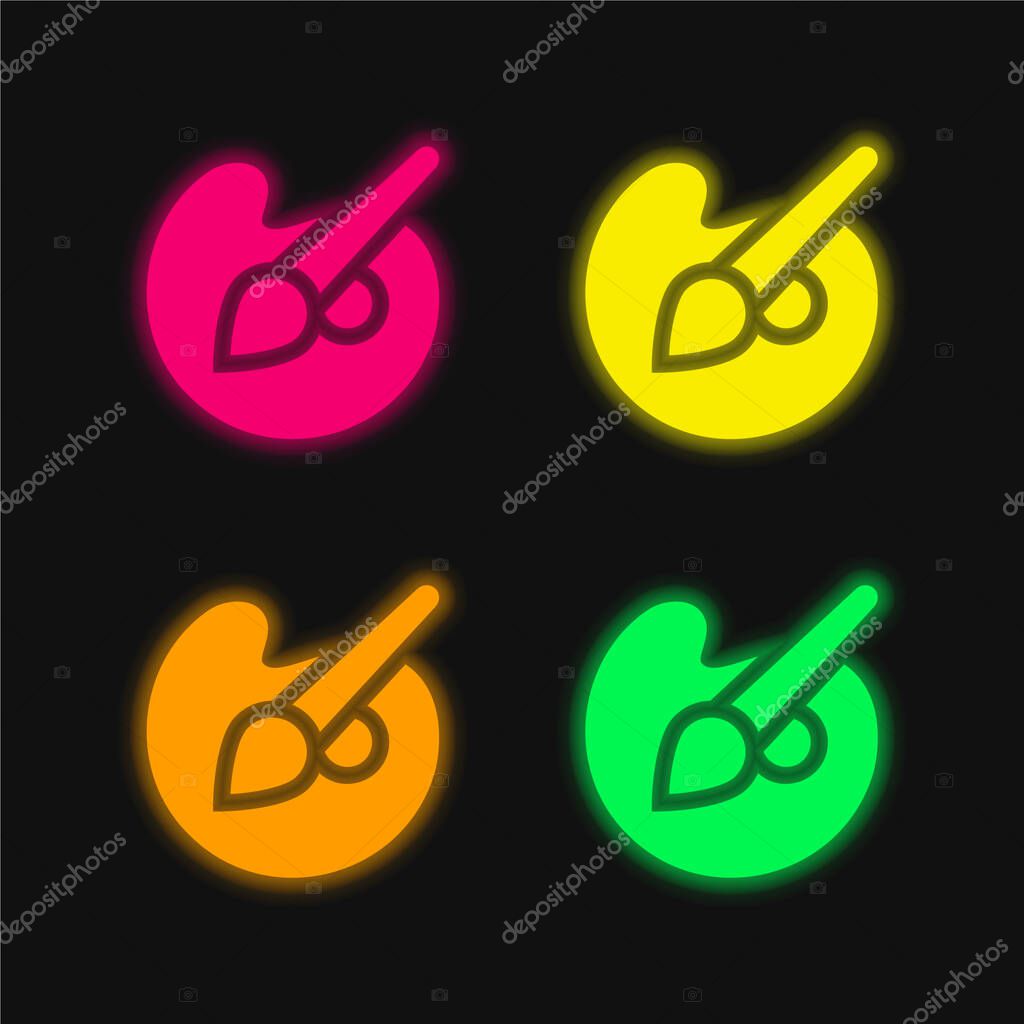 Art four color glowing neon vector icon