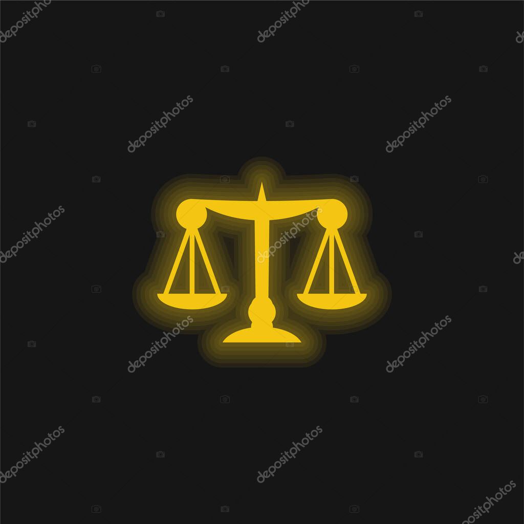 Balance yellow glowing neon icon