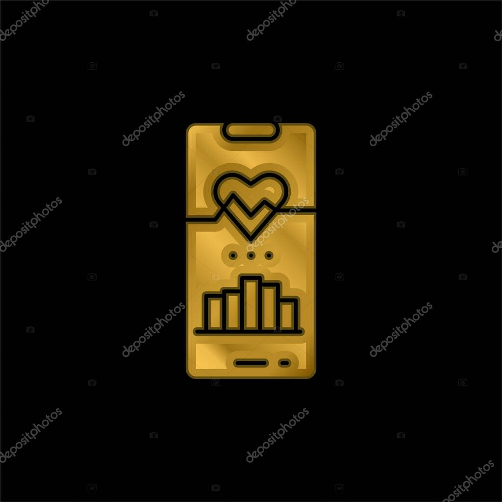 Activity Tracker gold plated metalic icon or logo vector