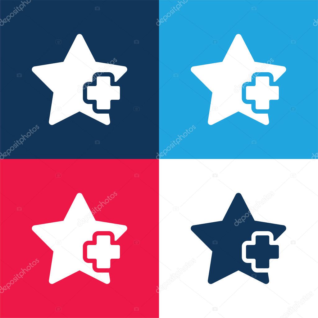 Add Star blue and red four color minimal icon set