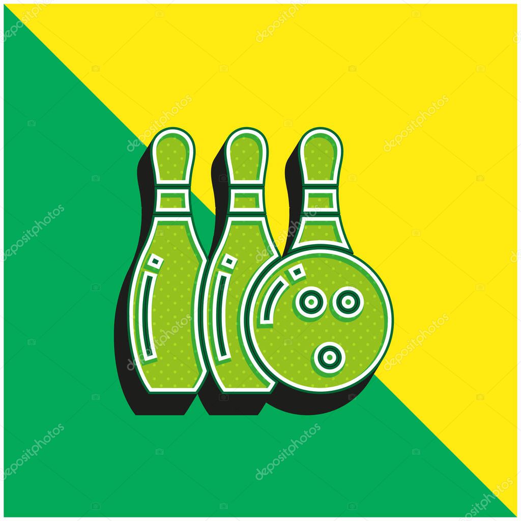 Bowling Green and yellow modern 3d vector icon logo