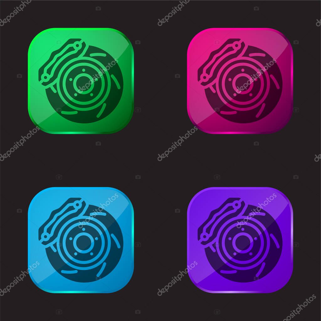 Brake four color glass button icon