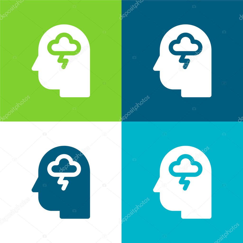 Anxiety Flat four color minimal icon set