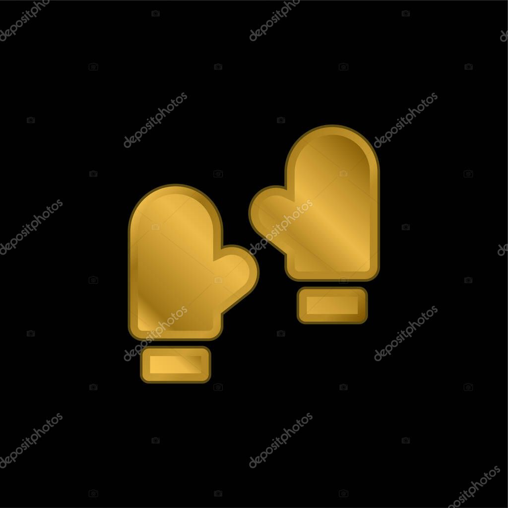 Boxing gold plated metalic icon or logo vector