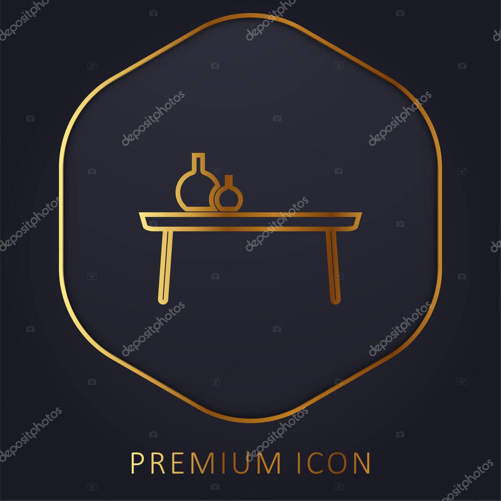 Bedside Table golden line premium logo or icon