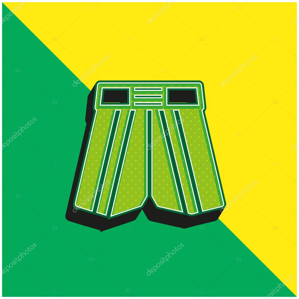 Boxing Shorts Green and yellow modern 3d vector icon logo