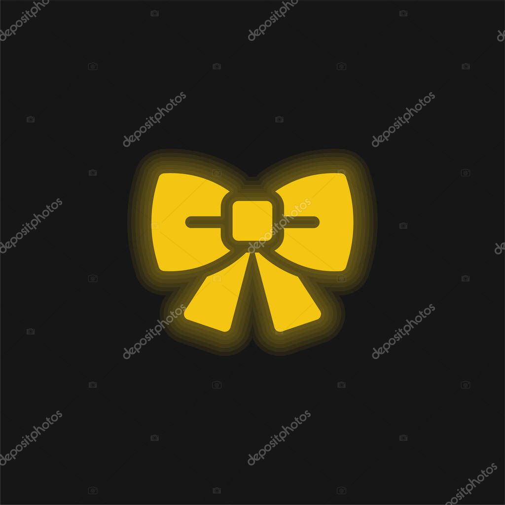 Bow Tie yellow glowing neon icon