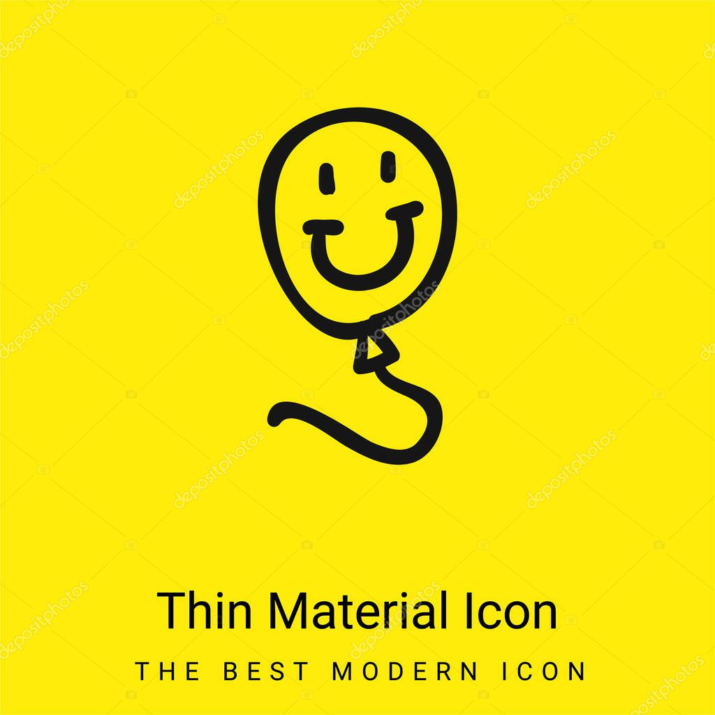 Balloon Hand Drawn Toy With Smiling Face minimal bright yellow material icon