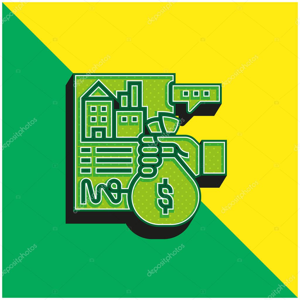 Apartment Green and yellow modern 3d vector icon logo