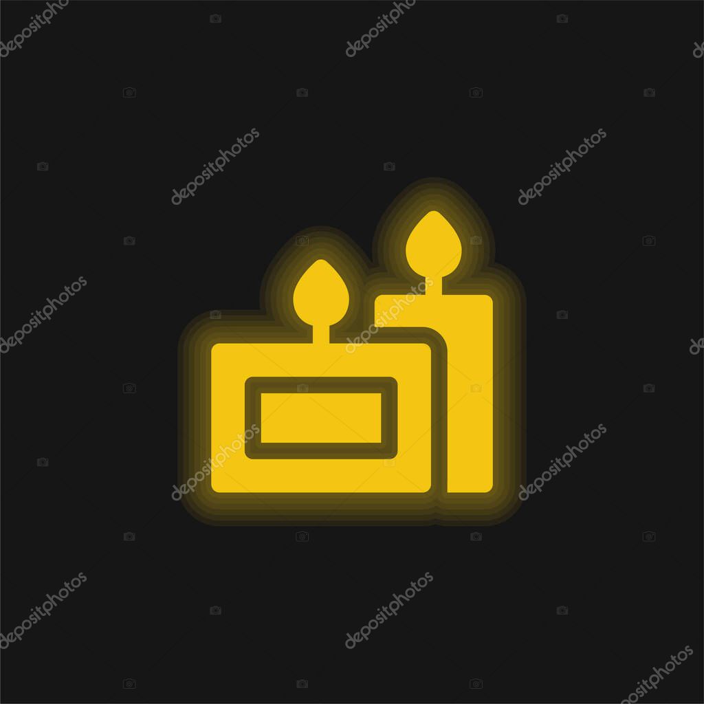 Aromatic Candle yellow glowing neon icon