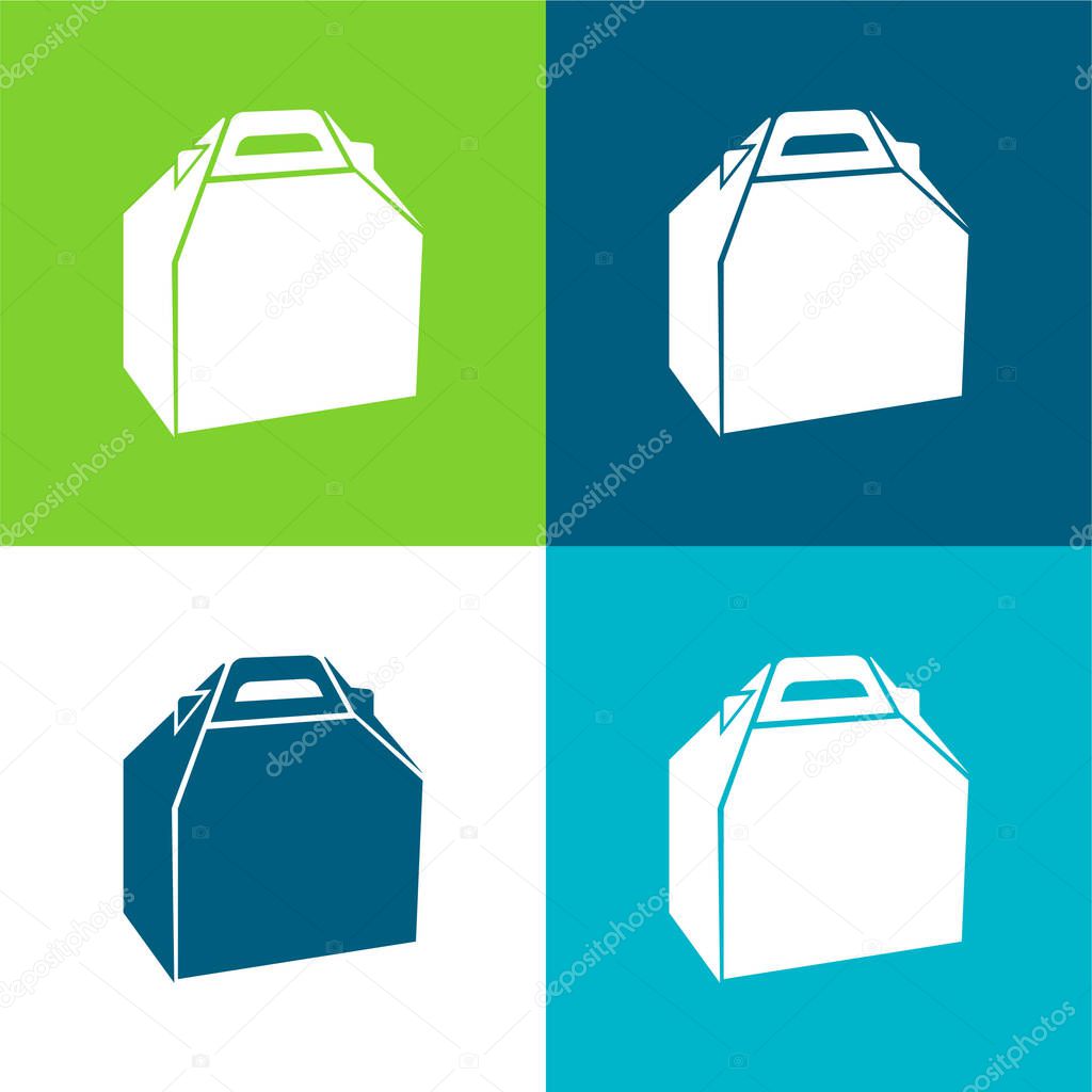 Box Of Food Package Flat four color minimal icon set