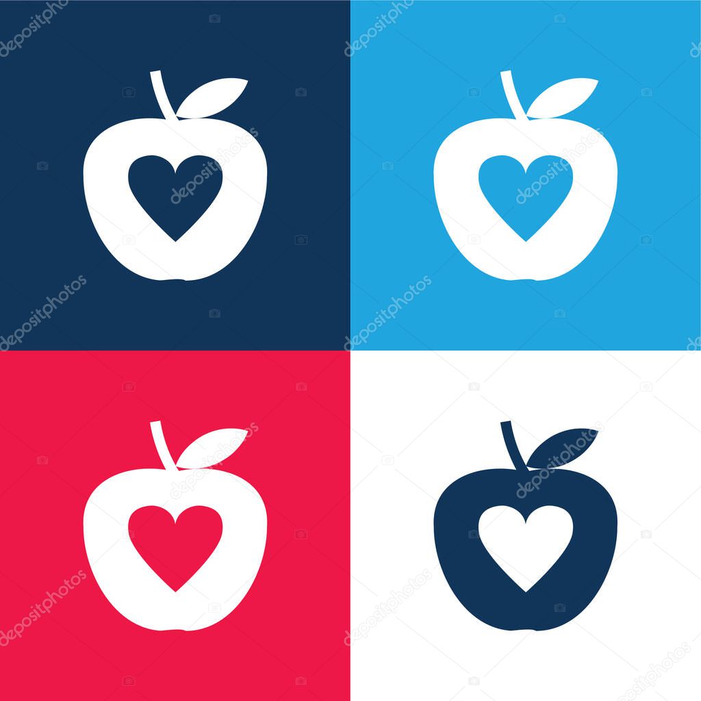 Apple blue and red four color minimal icon set