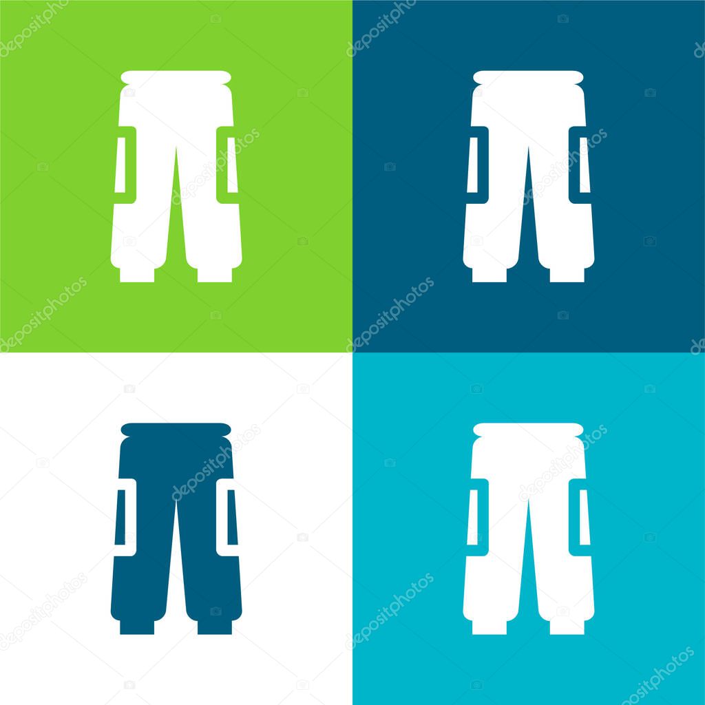 Bag Pants Flat four color minimal icon set