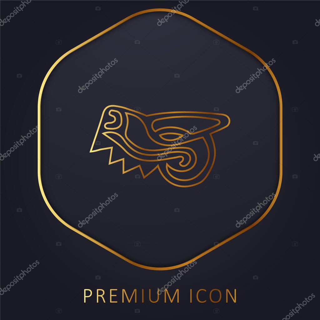 Animal Head Symbol Of Mexico Antique Cultures golden line premium logo or icon