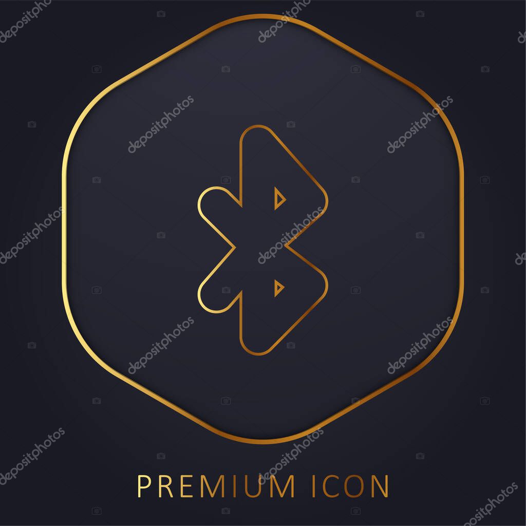 Bluetooth Symbol golden line premium logo or icon