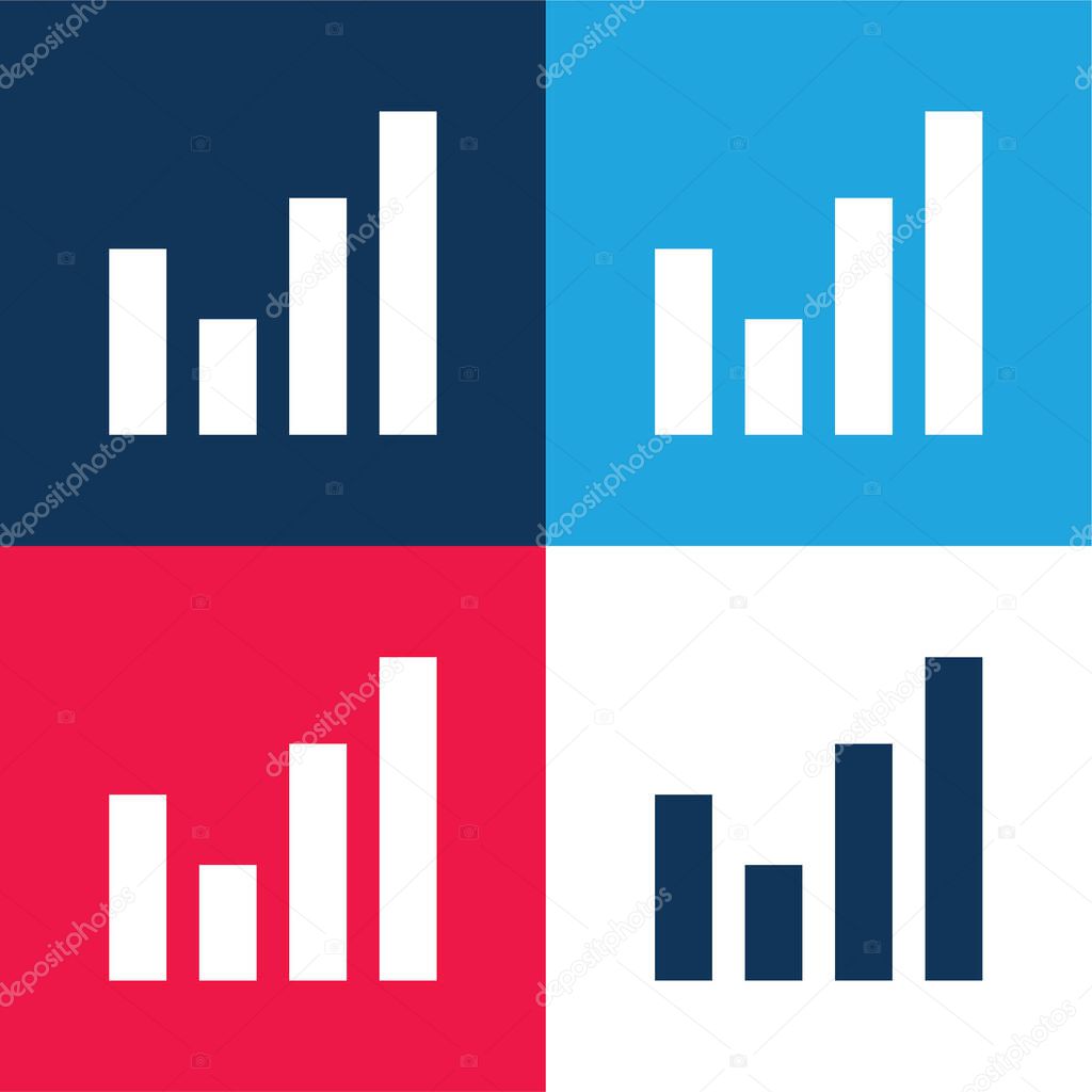 Bar Chart blue and red four color minimal icon set