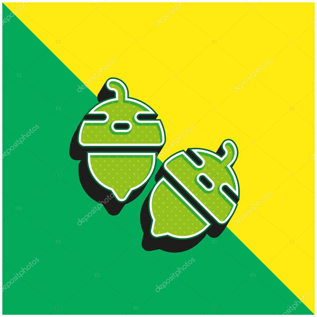 Acorn Green and yellow modern 3d vector icon logo