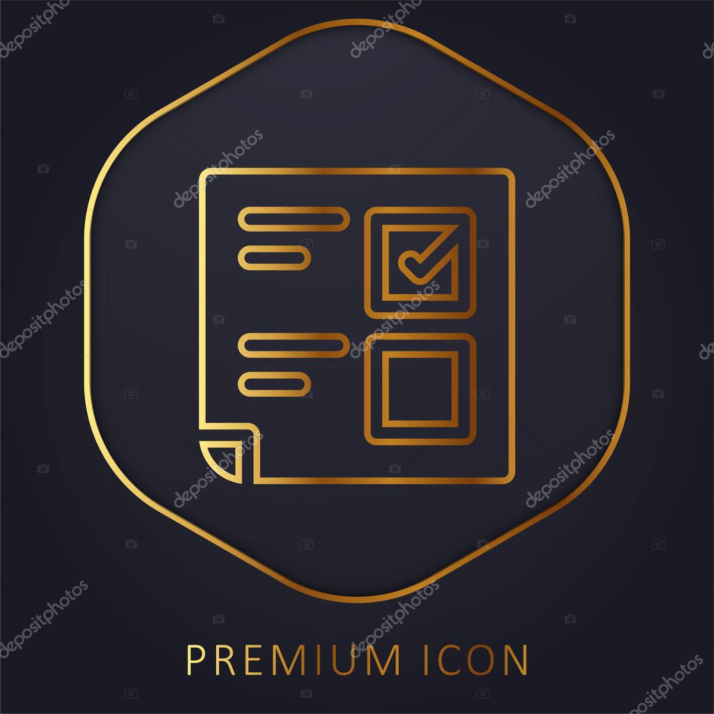 Ballot golden line premium logo or icon