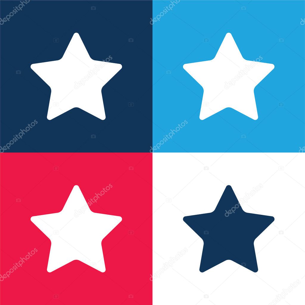 Black Star Silhouette blue and red four color minimal icon set