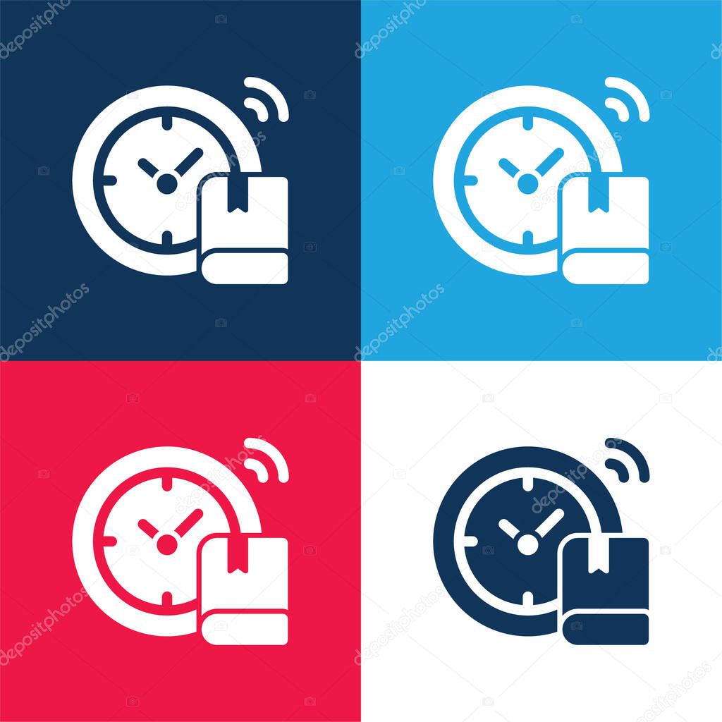 Back To School blue and red four color minimal icon set