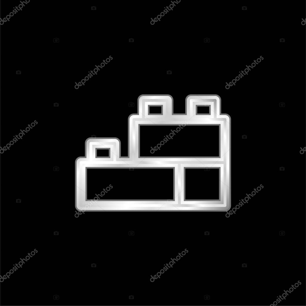 Blocks silver plated metallic icon