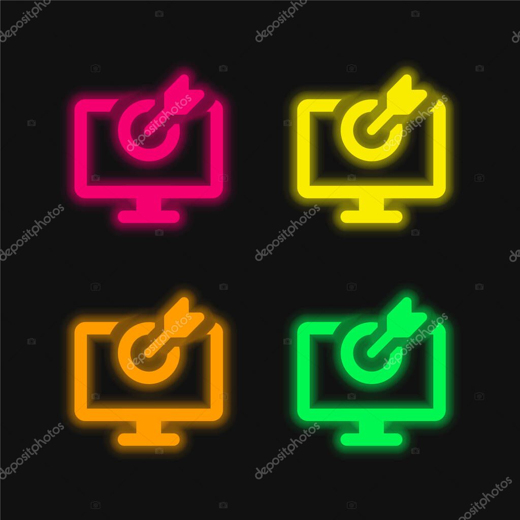 Bow four color glowing neon vector icon