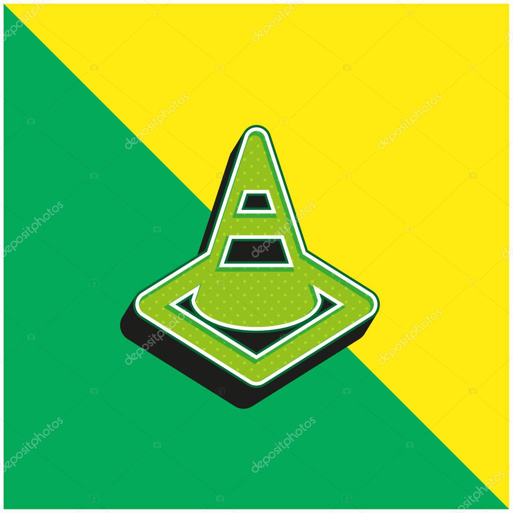 Blocking Road Green and yellow modern 3d vector icon logo