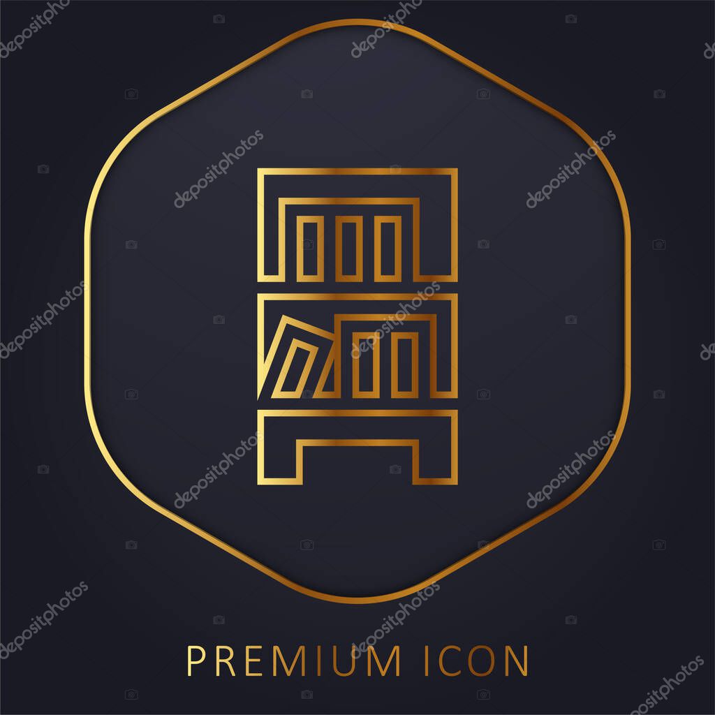 Bookcase golden line premium logo or icon