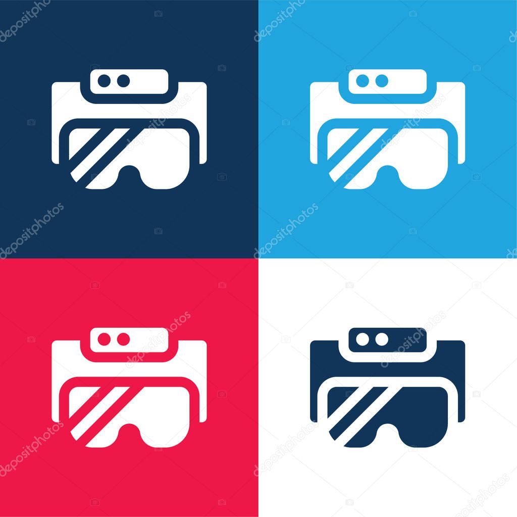 Ar Glasses blue and red four color minimal icon set