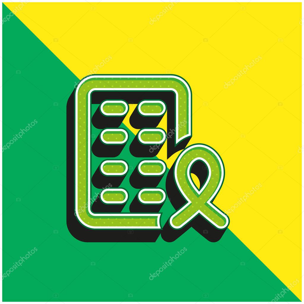 Aids Green and yellow modern 3d vector icon logo