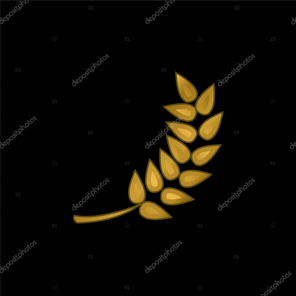 Branch With Leaves gold plated metalic icon or logo vector